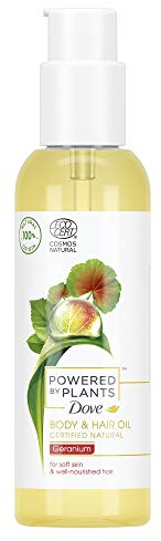Dove Powered by Plants Naturkosmetik Body und Hair Oil Geranium mit pflanzenbasierten Wirkstoffen für weiche Haut und gepflegtes Haar,Dove,Geranium, 100 ml