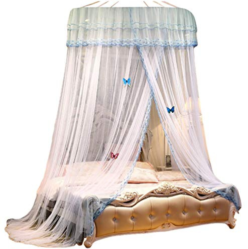 Kaiyei Moskitonetz Universal Himmelbett für Doppel, Einzel, Kinderbetten, Prinzessin Betthimmel Rund mit Klebehaken Schlafzimmer Schmetterling Dekoration Romantisch Palast Weiß 120cm×200cm