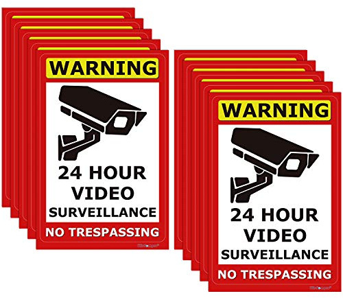 Wisdompro 10 Stück Aufkleber Videoüberwachung 10 x15 cm, Wasserdicht und UV-Beständig Schild Videoüberwachung, Schild Kameraüberwachung für Innen und Außen