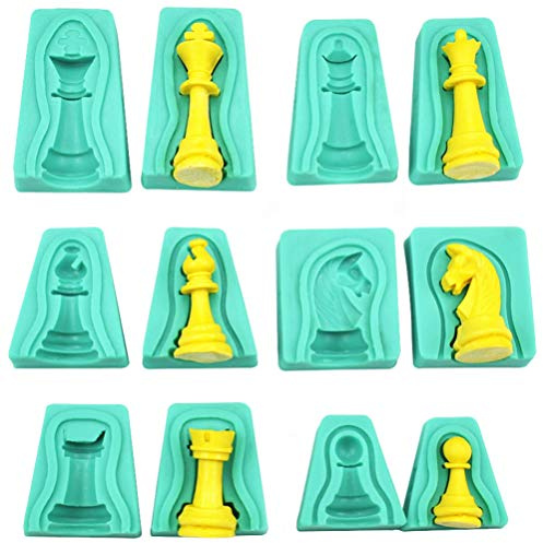 EXCEART 12Pcs Jeu D'échecs Moule Fondant D'échecs Moule 3D Pièce D'échecs en Silicone Échecs Époxy Moulage pour Bricolage Gâteau Chocolat de Bonbons Crayon de Cire de