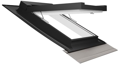 Emica - Finestra da tetto apertura Vasistas in Alluminio | Linea Habitat con Vetrata basso emissivo Certificata CE | Interno Legno Abete Colore Bianco | Spazi Abitativi(55x98 Base x Altezza)