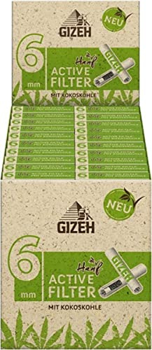 Gizeh Active Slim Filter 6mm - Bio-Hanf & Gras - mit Kokoskohle 20 Boxen a 10 Filter