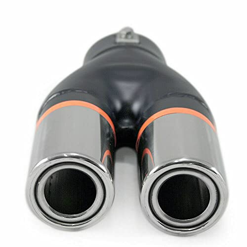 Doppel Endrohr Endrohrblenden Auspuffblende Auspuff Blende Endstück Schalldampf Sportauspuff Universal Edelstahl Poliert Tuning Sport bis 53mm