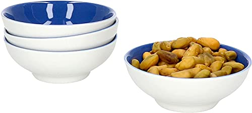 Ritzenhoff & Breker 4er Geschirrset Schale Doppio in Indigo-Blau aus Porzellan I flach mit 8 cm Ø und 3 cm Höhe I Bunte Schälchen für Diverse Snacks und Antipasti I Spülmaschinenfest