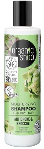 CHAMPÚ HIDRATANTE PARA CABELLO SECO «ALCACHOFA Y BRÓCOLI» DE ORGANIC SHOP, 280 ML