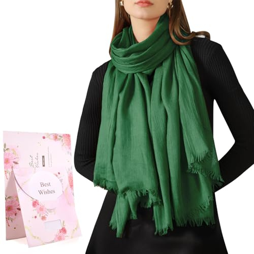 Tuopuda Sciarpa Donna Elegante Scialli da Sposa Prom Foulard Leggero Lungo Stola Tinta Unita Morbida Scarf Gonna da Spiaggia Regalo Scialle Coprispalle Regalo per Cerimonia Festa 195 x 95CM, Verde