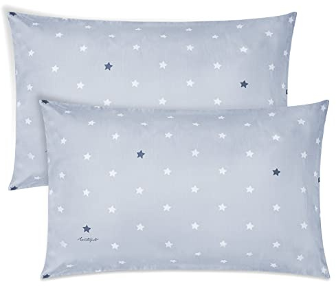 Vicloon Kinder Kissenbezug, 2 Stück Baby Kopfkissenbezug, 40x60 cm Baumwolle Baby-Kissenbezug, Baby Kleinkind Kissen Kissenbezüge, für Jungen Mädchen Bettwäsche - Graue Sterne