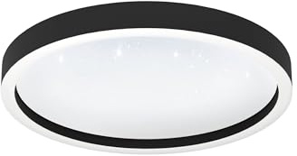 EGLO connect.z Smart Home LED Deckenleuchte Montemorelos-Z, Kristall-Effekt | ZigBee, App und Sprachsteuerung Alexa, warmweiß-kaltweiß, RGB, dimmbare Deckenlampe in Schwarz, Ø 42 cm