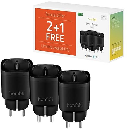 Hombli Smart Steckdose, mit WiFi zur Automatisierung von Geräten, App-Steuerung, Zeitpläne, kompatibel mit Amazon Alexa, Google - 3er Pack, Schwarz