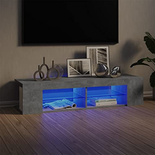 Homiuse Mueble TV con Luces LED Gris Hormigón 135x39x30 cm Moderno para Sala y Salón Mesa de Televisión