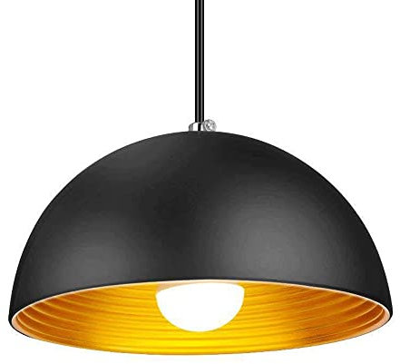 HAIIQU Lampade A Sospensione Sospese Luce Industriale Regolabile A Forma di Scodella Creativa Lampada A Sospensione Nera Opaca Industriale Lampada da Soffitto A LED Vintage A Cupola