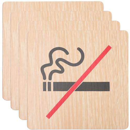Artibetter 4 Pz Vietato Fumare Cartello in Legno Non Fumatori segnali di Avvertimento industriali Adesivi cartelli di divieto di per i ristoranti segni di Non Fumare per la casa di Legno