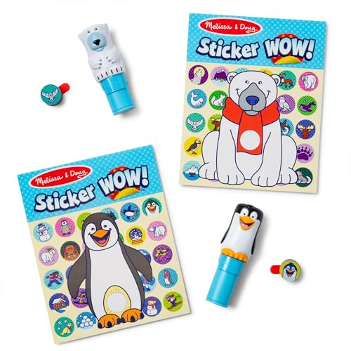 Melissa & Doug Sticker Wow!® Pacchetto CONVENIENZA - Orso Polare e Pinguino per Lavoretti Artistici, 2 Blocchi attività, 2 Timbratori di Adesivi, 2 Pacchetti di Adesivi Extra - Certificati FSC