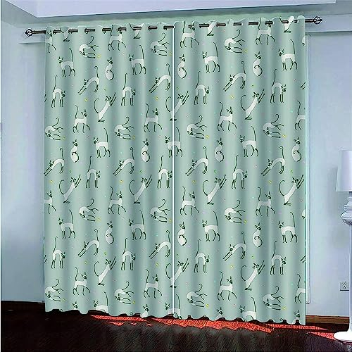 Verdunkelungsvorhänge Kräuselband Süße Katze 300 X 280 cm Set Kindergardinen Mädchen Verdunkelungsvorhänge Mit Ösen Blickdichter Kinderzimmer Schlafzimmer Vorhang -7H0H/Q4F