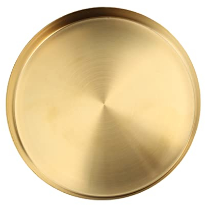 Plateau Rond en Acier Inoxydable, Organisateur de Bijoux Et de Maquillage/Assiette À Bougie, Assiette de Service Dorée pour Bar, Cuisine, Salle de Bain en Acier Inoxydable (Grand)