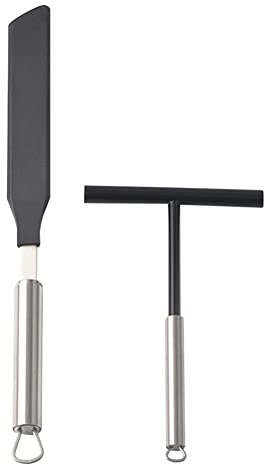 Hlsicnalm 304 Stainless Steel French Crepe Spreader Pancake Like Batter for Kitchen + Spatula