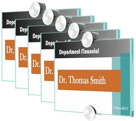 TUKA-i-AKUT 5st. Büro Türschild A6, Klare Acryl Info Sign Halter Transparent, Büroschild zum selbst beschriften für Schild 148 mm x 104 mm, Infoschild für Wandmontage zum Anschrauben, TKD8301-A6-5x