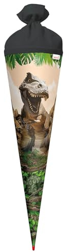 ROTH Schultüte groß Tyrannosaurus 70 cm - rund Rot(h)-Spitze Filzverschluss - Zuckertüte Dinosaurier