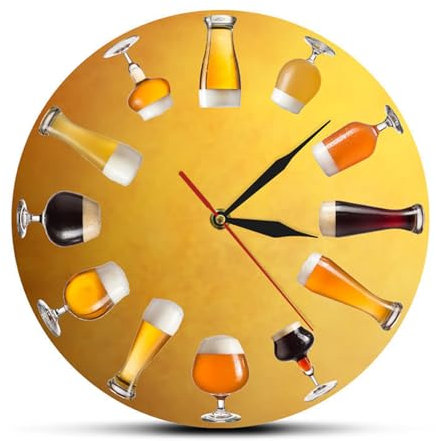 SWHONG Moderne Wanduhr mit Bierbrauen, mehrere Wandkunst, Dekoration, Uhr, verschiedene Kaltbastel-Bier-Wanduhr