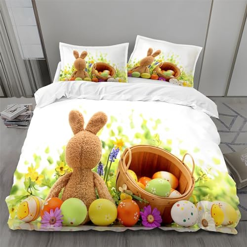 BAIL Housse de Couette 240 x 260 œUf Housse Couette Très Doux Parure de Lit Adulte en Microfibr 2 Taies d'oreiller 65 x 65 cm Convient pour Chambre