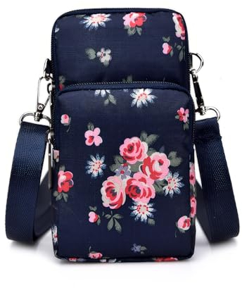 YWKJDDM Handy Umhängetasche, Handytasche Mädchen, Handytasche Zum Umhängen Damen, Handy Schultertasche Mini Crossbody Tasche Damentasche für Frauen (Blaue Rose)