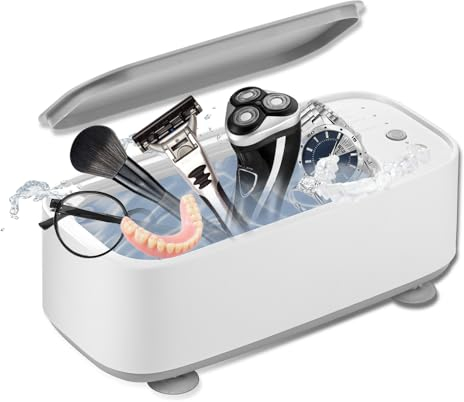 400ML Ultrasonic Jewelery Cleaner, 45KHZ Jewellery Cleaner, With 3 Cleaning Modes,Suitable For Glasses, Watches, Jewellery,Ring,Shaver (Ivory)