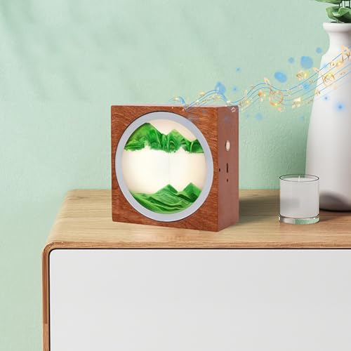 MYBSXKEOZ Cadre Sable Mouvant, Sablier Liquide, Peinture De Sable Qui Coule, Lampe Sable Mouvant 7 Couleurs De Paysage Naturel Sablier 3D, Sable Dynamique 3d Télécommande