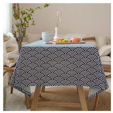 AMDXD Tischtücher Stil 2, Meereswelle Muster Tischwäsche Polyester, Biertisch Tischdecke Outdoor Abwaschbar für Küche, Esstisch, Couchtisch, Parteien, Abendessen, 90x140CM