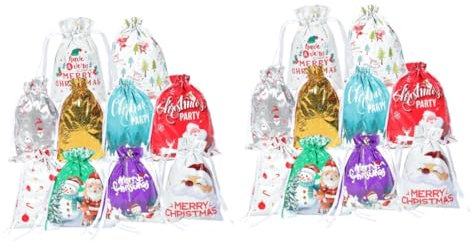 Gatuida 20pièces De Noël Cordon De Serrage Pour Et Bonbons Pochettes Festives Multicolores Pour Événements De Noël Et Fêtes