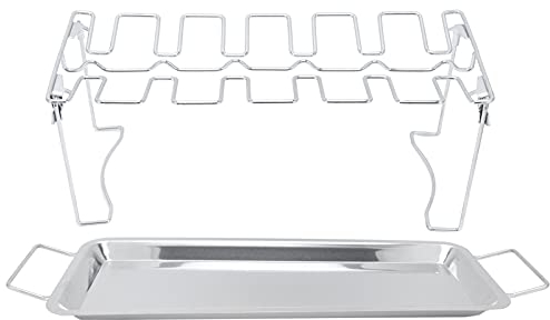 Support tournebroche en acier inoxydable pour cuisses de poulet ou ailes de poulet, accessoires de barbecue, four avec plateau à sauce