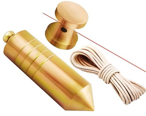 Bricoloco Plomada de albañil de acero tratamiento zinc anticorrosión con cuerda de nylon para trabajos de construcción, metalurgia, carpintería. Nuez de hierro (2000, Gramos)