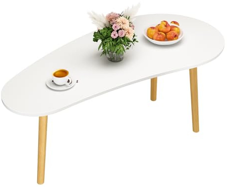 qorkhogr Ovaler Couchtisch, Mitte des Jahrhunderts, moderner Wolken-Teetisch für Wohnzimmer, minimalistisches Display, Couchtisch, klein, Holz, Mango, 80 cm