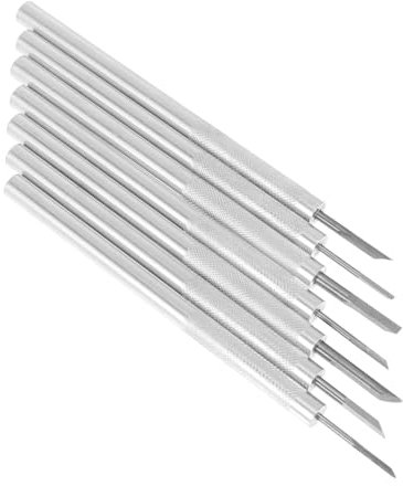 NUOBESTY 7 Cuchillos para Tallar Madera Herramientas de Bricolaje para Tallado Manual Set 7 Piezas Color Metálico Uso Artesanal Manualidades Madera