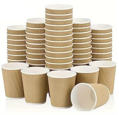 Ripple Paper Cups Disposable Tripple Wall Kraft Brown Insulated Coffee Drinking Cup For Hot Drinks Tea Cappuccino Cold Espresso Eco Friendly Textured Design Recyclable Lightweight 4oz (Pack Of 25)