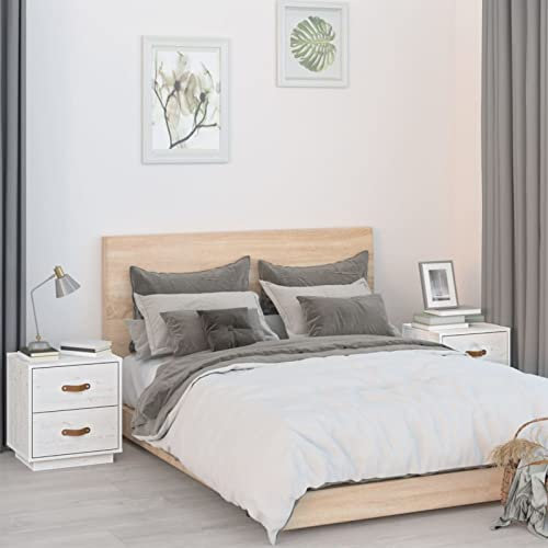 ShGaxin Nachttische 2 STK Nachtschrank, Nachtkonsole, Bedside Tables, Nachtkästchen, Beistellschrank, Nachtkommode, Nightstand, Weiß 40x34x45 cm Massivholz Kiefer