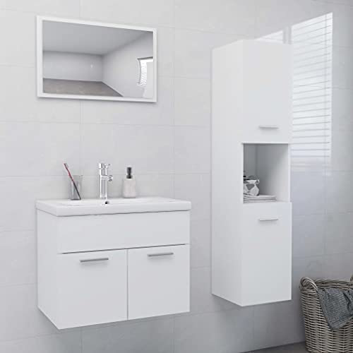 Lauuoeriau Möbelartikel Home Badmöbel-Set Weiß Holz-Möbel