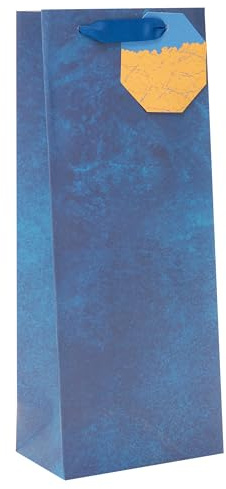 UK Greetings | Bottle Bag | Blue Design | 33 x 13.2cm | Party Bag for Presents | For All Occasions | Thank you, Birthday, Congralutations | 33 x 13.2cm