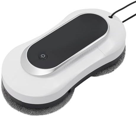 Robot Nettoyeur de Vitres,Robot Laveur de Vitre Automatique Avec Pulvérisation D'Eau,Moteur Sans Balais Robot Lave Vitre 3200pa de Aspiration Puissante,Avec TéLécommande Et 10 Chiffons (Blanc)
