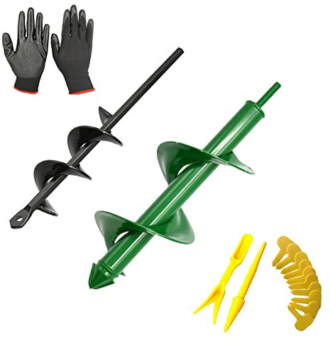 IHVBRHHM Foret hélicoïdal de Jardin en 2 pièces pour jardinière en Spirale 1,6 x 9 Pouces et 4 x 12 Pouces pour Toute perceuse à entraînement Hexagonal, Foret hélicoïdal de Jardin pour Sable