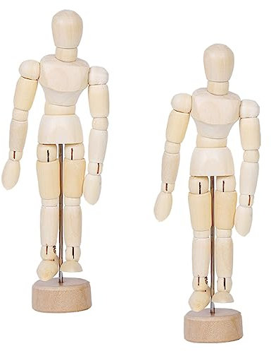 DIYEAH 2stücke Holzfiguren Gelenke Voll Beweglich Kreative Gliederpuppen Als Dekoration Und Künstler-modell Flexible Holzmanschetten Für Schreibtisch Büro Studio Und Junge Mädchen-spielze
