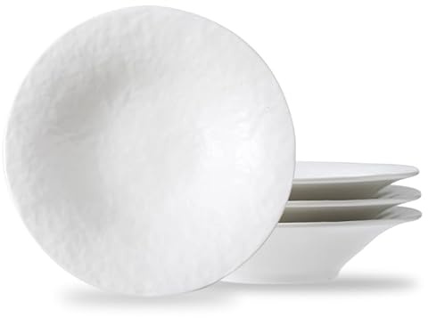 Biyread 8 Inch Elegant Porcelain Dinner Plates, Round Appetizer Plates, Perfect for Salad, Dessert, Pasta, Snacks,Fruit,Breakfast, Party, Dishwasher & Microwave Safe, Salad Plates Set of 4 (White)