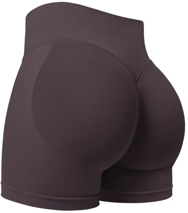 ZAAYO Pantaloncini sportivi da donna 3,6 Invisible Scrunch Butt Lifting Gym Workout Short Vita Alta Yoga Short senza cuciture Booty Biker Shorts, marrone scuro., L