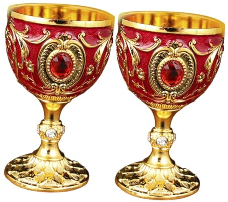 NAMOARLY 2pezzi Bicchieri Retrò Per Liquore Tazza Vintage Per Whiskey Cocktail e Vino Design Inciso Durevole Per Uso Domestico e Feste