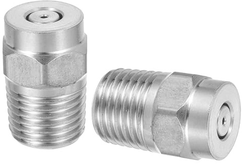 QUARKZMAN 2 stycken tryckrengörarmunstycke, gängade rostfria munstycken tips, universell ersättning för undergolvrenare vattenborste, 1/4 tum NPT-hane, 0 grader 040 munstycksöppning