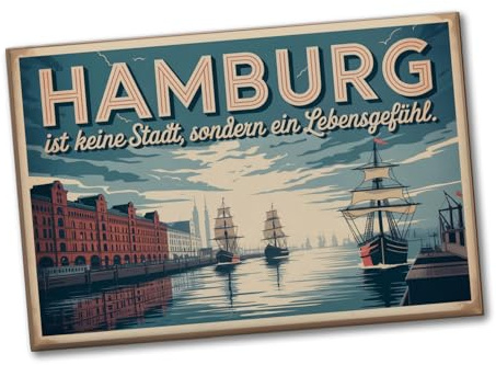Hamburg ist Lebensgefühl Souvenir Souvenir Magnet Kühlschrank-Deko mit Spruch