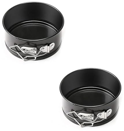Moule Charnière,Moule Gâteau Ensemble de moules à charnière de 4 pouces, moules à pâtisserie en acier au carbone/mini-moules à gâteaux antiadhésifs, moules de cuisson ronds(4inch x 2)