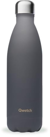 Qwetch – Botella isotérmica Originals granito gris 750 ml – 24 h fría y 12 h caliente – Impermeable y reutilizable – Botella de acero inoxidable isotérmica para deporte, viajes, oficina, senderismo