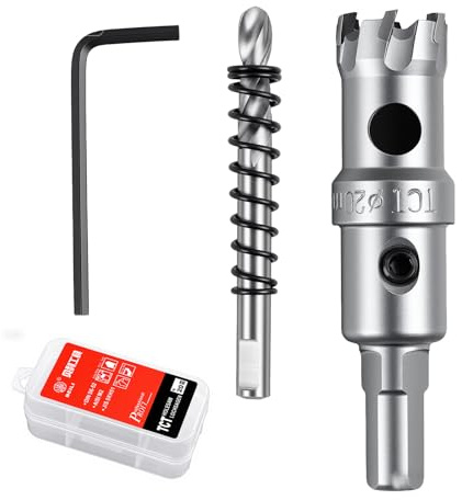 TCT - Broca de sierra perforadora de carburo de 20 mm, metal industrial resistente para acero inoxidable, hierro fundido, cobre y aleación, juegos de sierras perforadoras de precisión