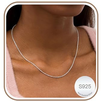Esrael Kette Silber 925 Damen 2mm Silberkette Damen 925 Halskette Frauen Kordelkette Kette Silber Schmuck Geschenke für Frauen 18+2 Zoll
