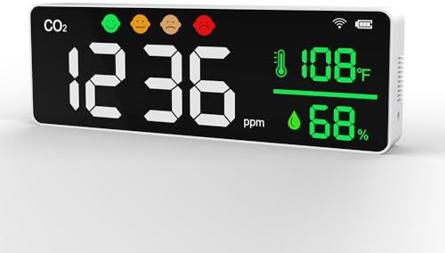 Détecteur De Gaz, Détecteur de dioxyde de carbone avec fonction d'alarme, moniteur de température et d'humidité de l'air intérieur domestique